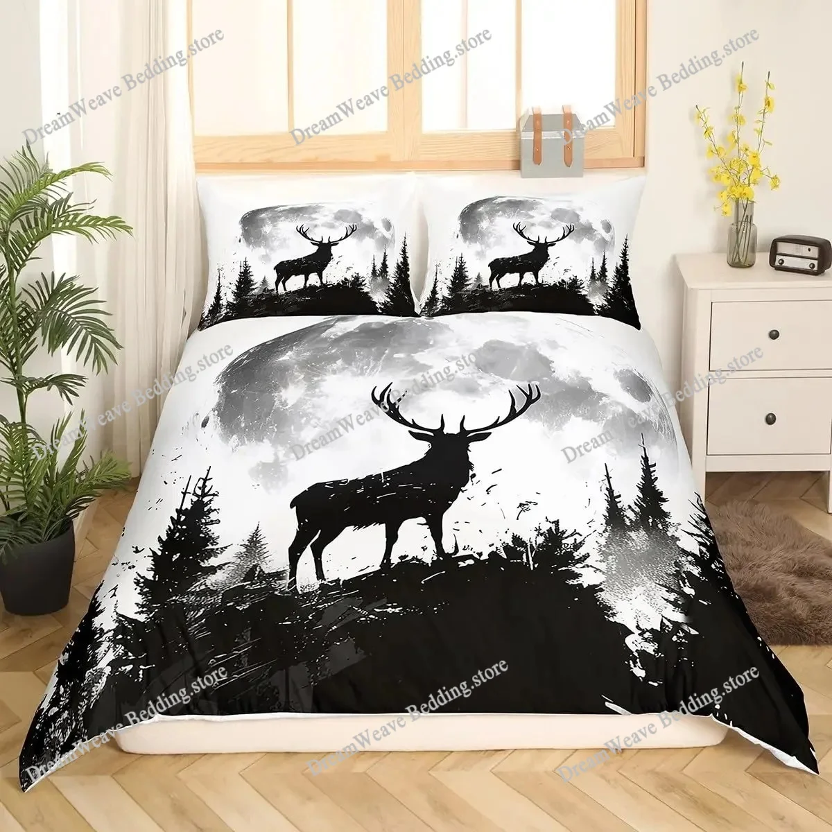 Deer Elk Duvet Cover King Quee – обзор и цена Hunting And Camping In Forest