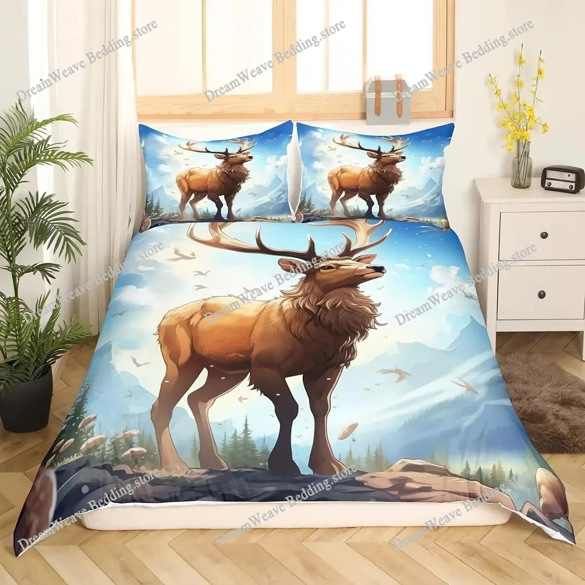 Deer Elk Duvet Cover King Quee – обзор и цена Hunting And Camping In Forest