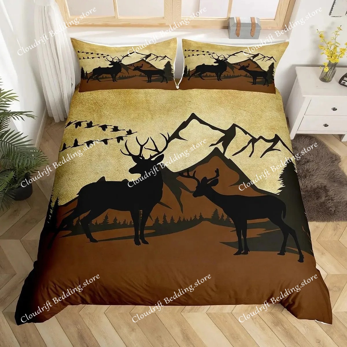 Deer Elk Duvet Cover King Quee – обзор и цена Hunting And Camping In Forest