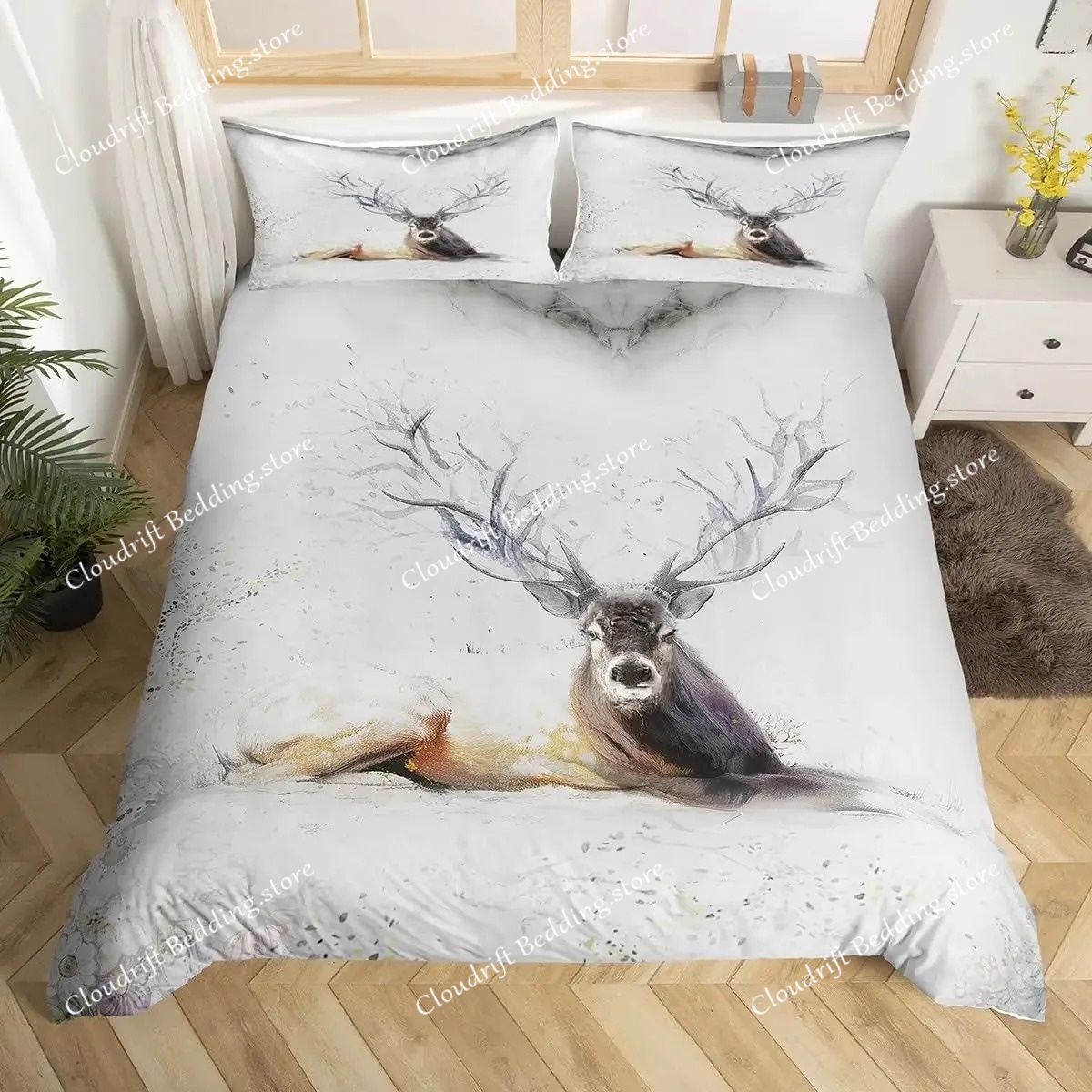 Deer Elk Duvet Cover King Quee – обзор и цена Hunting And Camping In Forest