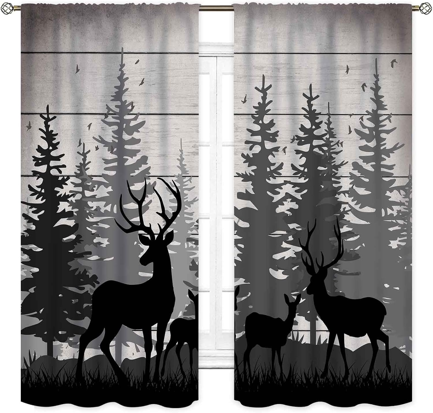 Rustic Deer Curtains, Farmhous – обзор и цена Hunting And Camping In Forest