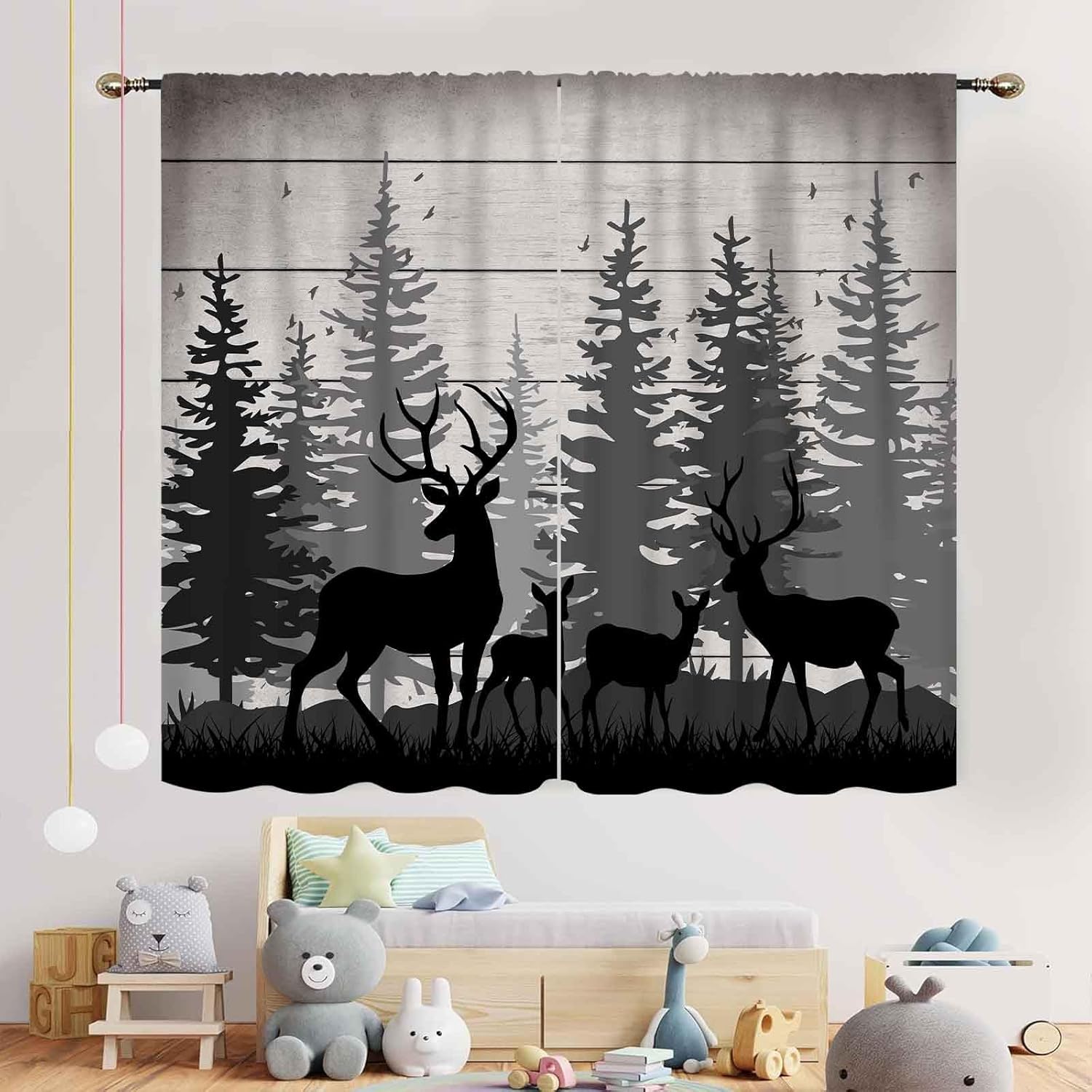 Rustic Deer Curtains, Farmhous – обзор и цена Hunting And Camping In Forest