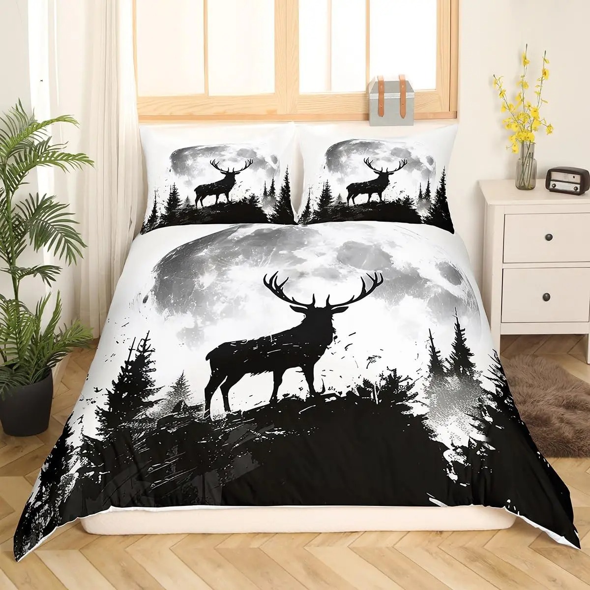 Deer Elk Duvet Cover King Quee – обзор и цена Hunting And Camping In Forest