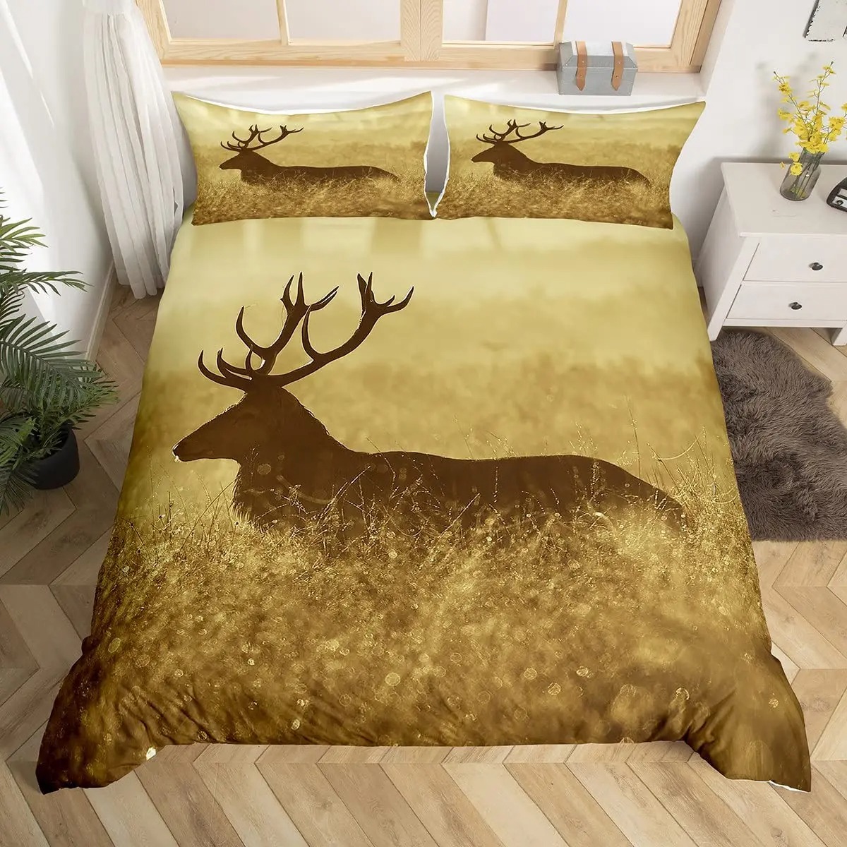 Deer Elk Duvet Cover King Quee – обзор и цена Hunting And Camping In Forest